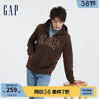 Gap 盖璞 男女装秋冬LOGO碳素软磨抓绒卫衣816853情侣连帽衫潮 深棕色 175/92A(S)