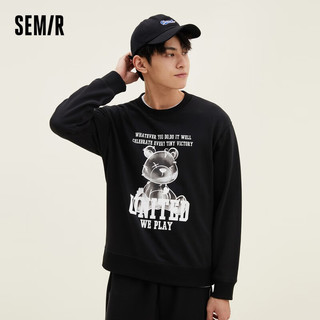 Semir【卫衣合辑】森马卫衣男慵懒风上衣基础百搭男生套头衫潮 【C款】黑色 185/104B/XXXL