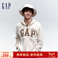 Gap 盖璞 男女装春季2024新款LOGO美式复古法式圈织软卫衣外套