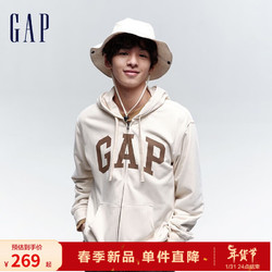 Gap 盖璞 男女装春季2024新款LOGO美式复古法式圈织软卫衣外套