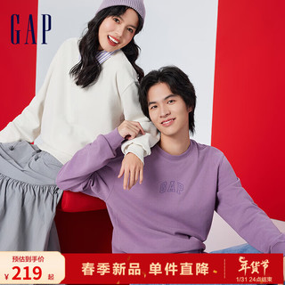 Gap 盖璞 男装春季2024新款LOGO休闲简约纯色圆领卫衣套头上衣