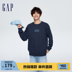 Gap 盖璞 男装春季2024新款LOGO休闲简约纯色圆领卫衣454250套头上衣海军蓝165/88A(S)