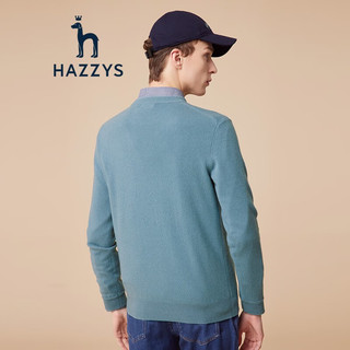 哈吉斯（HAZZYS）男装春秋保暖毛衣软糯轻奢混纺羊绒衫ABYZD02DD22 青绿色TG 190/108A 54