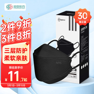 超亚医药 超亚医用防护N95立体口罩时尚柳叶形透气口罩