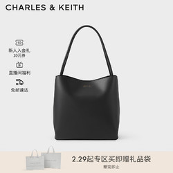 CHARLES & KEITH CHARLES＆KEITH2021春季CK2-20781396-1女士大容量单肩托特包 Black黑色 XL