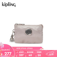 kipling 凯普林 女款轻便帆布包2024春季新款小卡包手拿包|CREATIVITY S 微光银