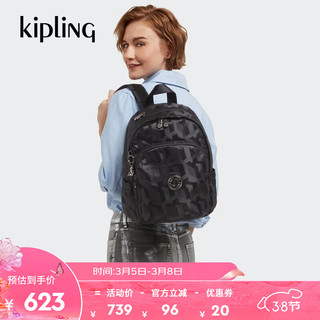 kipling 凯普林 男女款轻便帆布冬时尚休闲旅行双肩背包DELIA 3D老花提花