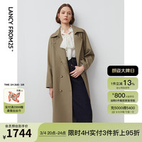 朗姿法式复古经典双排扣风衣外套24年中长款大衣春季上衣女 棕色2 S