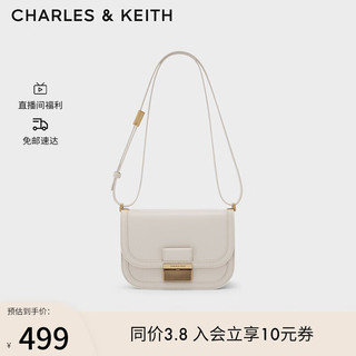 CHARLES & KEITH CHARLES＆KEITH复古风CK2-80781599-1女士金属手提简约单肩豆腐包 Ivory象牙色