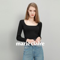 Marie Claire 嘉人 2024春秋新款针织衫气质时尚性感T恤纯色内搭高级感打底上衣