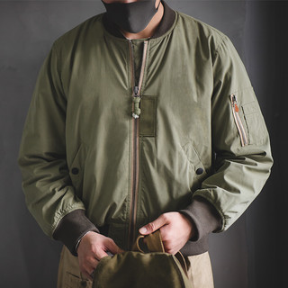MADEN 马登 工装 美式空中MA1飞行员夹克军绿色加厚棒球棉服外套男士冬季