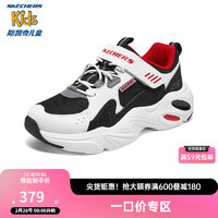 Skechers斯凯奇童鞋女童魔术贴运动鞋缓震耐磨儿童校园复古老爹鞋405265L 白色/炭灰色/WBKR 36