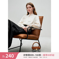 范思蓝恩23FS13339 清风竹影 新中式气质上衣女长袖轻国风衬衫 杏色（醋酸版） XS