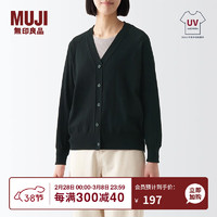 无印良品（MUJI）女式 防紫外线性能 强捻V领宽版开衫 防晒外套防晒衣防晒服 黑色 XL