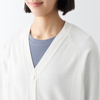 无印良品（MUJI）女式 防紫外线性能 强捻V领宽版开衫 防晒外套防晒衣防晒服 白色 L