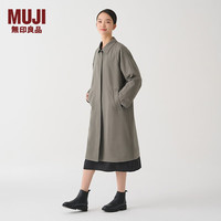 无印良品（無印良品 MUJI）女式 不易沾水 立领大衣 外套女款 中长款 风衣 BDE94C4S 烟熏绿色 S (155/80A)