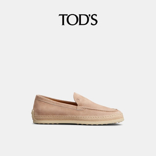 TOD'S【】2024春夏女士T-LION绒面皮革乐福鞋一脚蹬女鞋 暗粉色 35