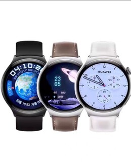 HUAWEI 华为 WATCH 4 智能手表 46mm 黑色不锈钢表壳 黑色真皮表带