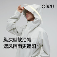 obsu日本冲锋衣长款女士风衣休闲外套 仿古白 长款