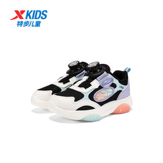 特步（XTEP）女春秋款运动鞋休闲儿小童跑步鞋子 黑/雪青紫 27码