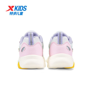特步（XTEP）女春秋款运动鞋休闲儿小童跑步鞋子 帆白/雪青紫 28码