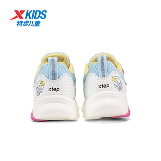 特步（XTEP）女春秋款运动鞋休闲儿小童跑步鞋子 云水蓝/泡沫绿/黄油色 32码