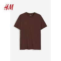 H&M HM男装T恤2024春季新款简约圆领短袖舒适纯棉纯色打底衫0685816