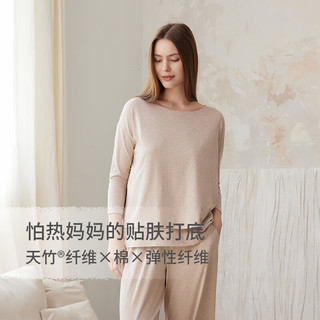 nest designs春夏女士哺乳衣竹轻盈七分袖T恤装产后哺乳上衣 暖香褐 M