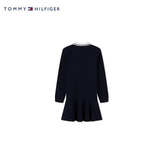 TOMMY HILFIGER童装女美式学院风刺绣三粒扣撞色POLO领连衣裙TH2342063 藏青色001 6/120cm