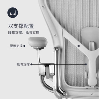 赫曼米勒（HERMAN MILLER）Aeron 座椅 矿石白甄享款 办公椅电脑椅人体工学椅 大中小号可选 锻面底座-小号【16天内发货】