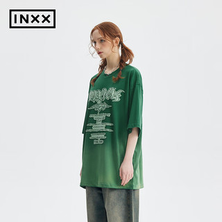 英克斯（inxx）APYD 潮牌夏新品简约宽松休闲短袖T恤男女同款APE2010640 绿色 M