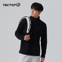 TECTOP 探拓 抓绒衣男女拉链立领打底衫加厚保暖套头卫衣冲锋衣内胆 男款黑色