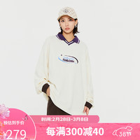 卡帕长袖POLO2024新款情侣男女春秋刺绣运动长袖卫衣POLO衫 羊脂白-0111 L