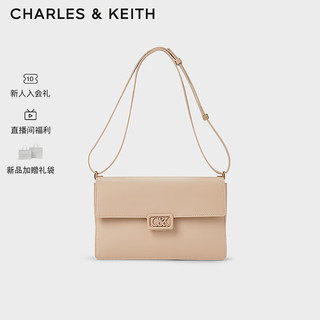 CHARLES&KEITH24春通勤牛皮单肩信封包小方包女SL2-20271320 Nude肉色 M