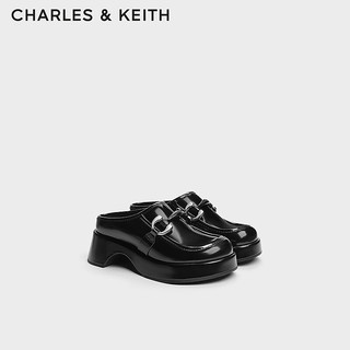 CHARLES&KEITH24春季甜酷穆勒拖包头厚底拖鞋女CK1-70580219 Black Box黑色 38