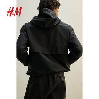 H&M2024春季男士StormMove™宽松气质简约中性风雨衣1206831 黑色 175/112A