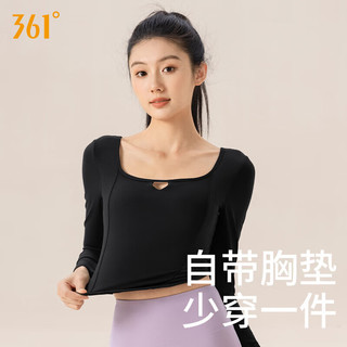 361°瑜伽服女长袖运动上衣跑步修身显瘦显身材房瑜伽服 星空黑 L