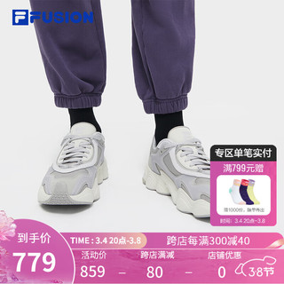 FILA FUSION斐乐潮牌男鞋TENACITY复古潮鞋2024春款休闲鞋老爹鞋 鸽子灰/雨雾灰-TG 41