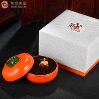 ZiJin 紫金 黄金项链黄金吊坠禅趣福象足金紫檀饰品 女神节礼物 足金+紫檀