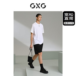 GXG 男装 口袋撞色休闲短裤直筒运动裤 24年夏G24X222030 黑色 165/S