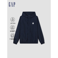 Gap 盖璞 男女装2024春季UPF50+遮阳衣连帽夹克877515 海军蓝 180/100A(XL) 亚洲尺码