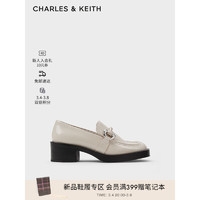 CHARLES&KEITH24春季CK1-60580289英伦风一脚蹬粗跟乐福鞋女 粉白色Chalk 41