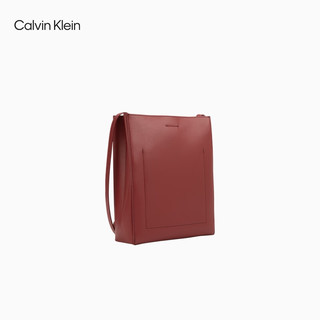 Calvin Klein【明星同款】女包24春真皮琴谱包牛皮斜挎方包DH3772 QFD-酒红 小包