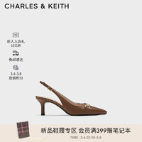 CHARLES&KEITH24春季气质马衔扣尖头细高跟凉鞋CK1-61720178 Cognac白兰地色 34