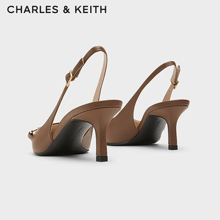 CHARLES&KEITH24春季气质马衔扣尖头细高跟凉鞋CK1-61720178 Cognac白兰地色 34