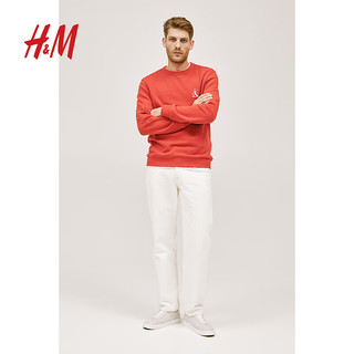 H&M男装2024春季上衣通勤休闲小众打底标准版型卫衣1216498 红色/Lighthouse 175/100A M