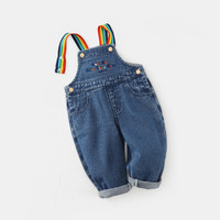 齐齐熊 cicibear牛仔背带裤春秋季2024儿童裤子长裤休闲裤 牛仔蓝 140cm