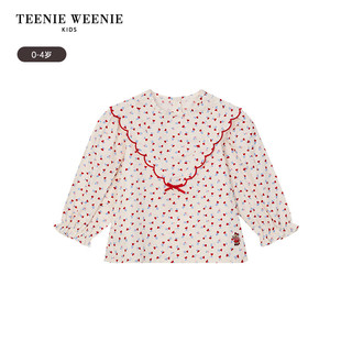 Teenie Weenie Kids小熊童装24春季女宝宝花边泡泡袖满印衬衫 红色 110cm