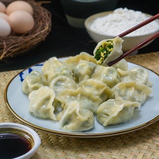 回乡斋清真韭菜鸡蛋素三鲜水饺手工速冻彩色饺子素馅蒸饺煎饺速食早餐 韭菜三鲜水饺3盒（共54个）