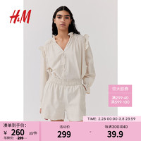 H&M2024春季女装衬衫时尚休闲百搭亚麻混纺上衣1205411 奶油色 155/80A XS